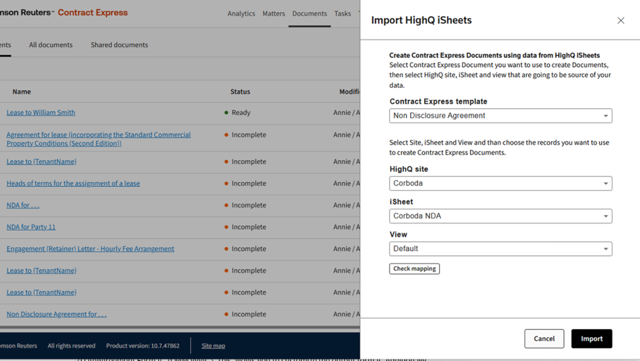 Contract Express searchable document repository