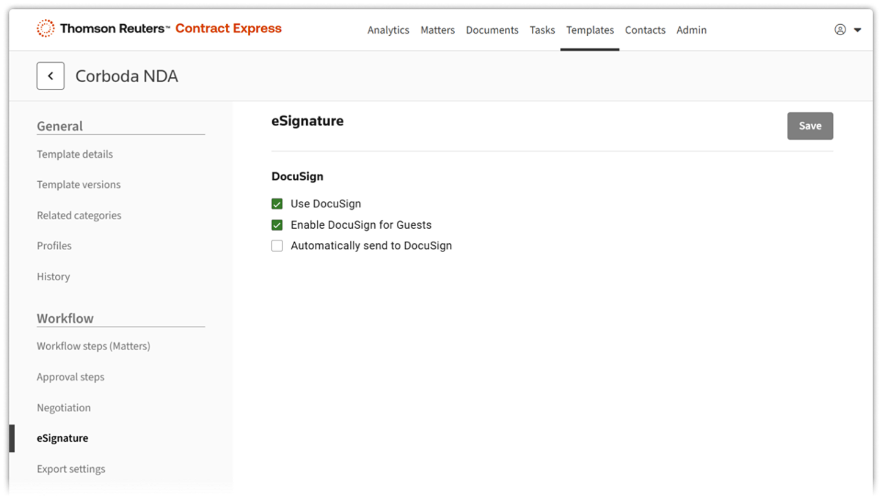 Contract Express systems integration interface