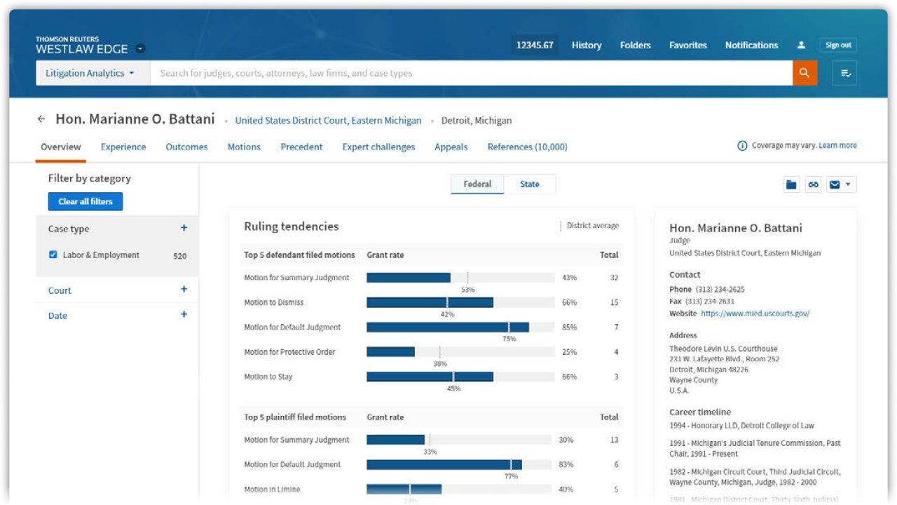 Litigation Analytics screenshot